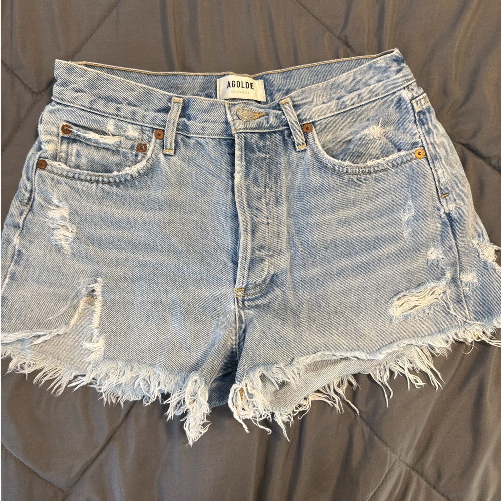 Agolde Blue Distressed Jean Shorts 26